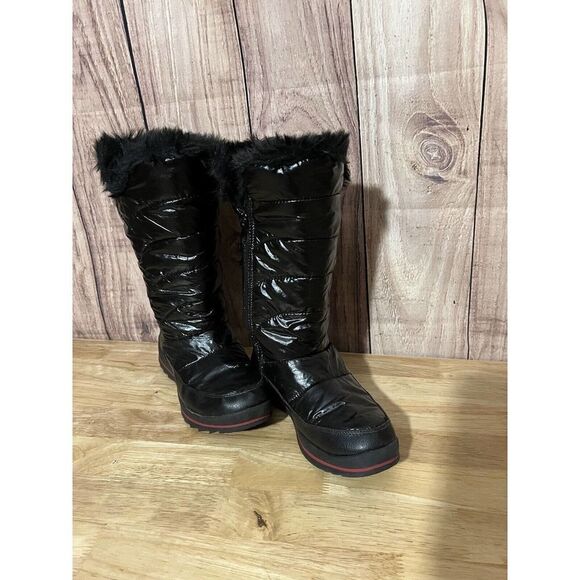 Cat & Jack Girls' Nicole Zipper Black Winter Snow Boots - Picture 2 of 8